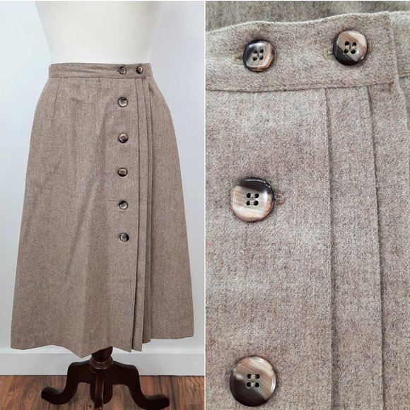 Vintage Dresses & Skirts - Vtg 70s wool button midi skirt - Newsport brand